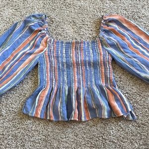 Lush Smocked Puff Sleeve Crop Top – Size Small